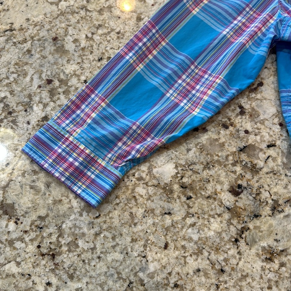 Lauren Ralph Lauren Blue Plaid Button Down Shirt - Picture 9 of 13